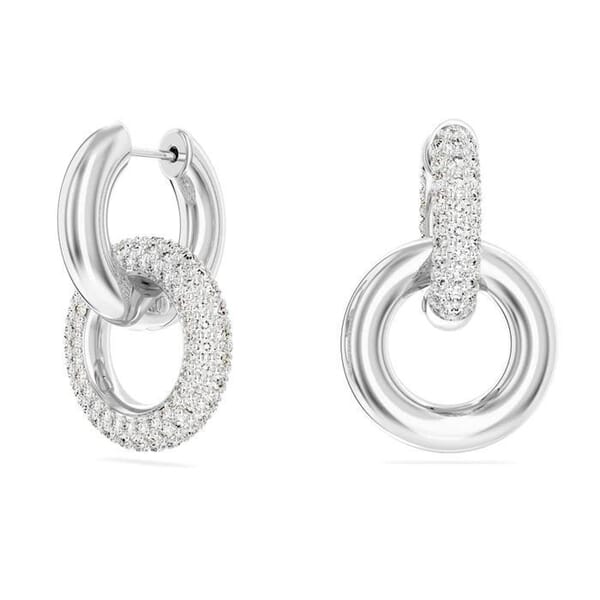 warovski øredobber Dextera Asymmetrical design, Interlocking loop, White, Rhodium plated - 5671807